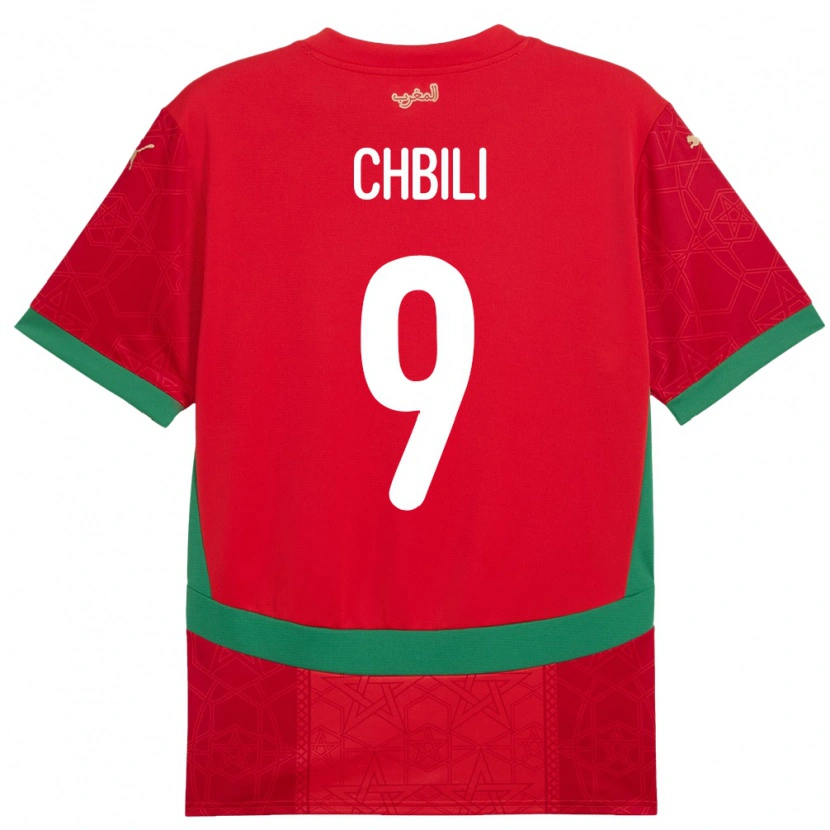 Danxen Mænd Marokko Ismail Chbili #9 Rød Hjemmebane Spillertrøjer 24-26 Trøje T-Shirt