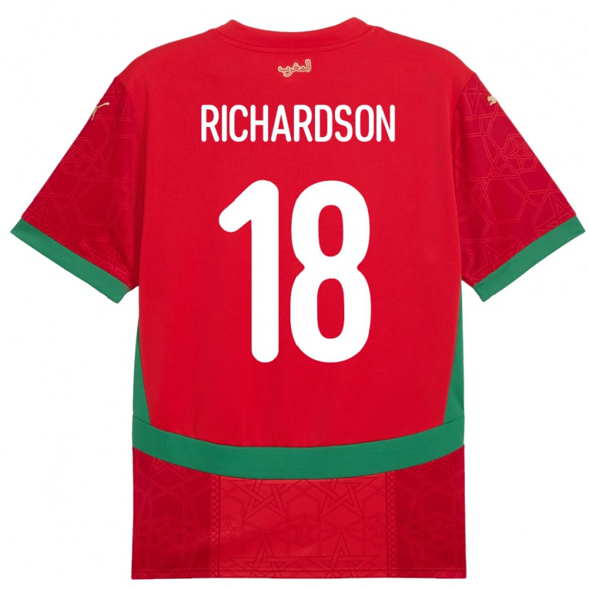 Danxen Mænd Marokko Amir Richardson #18 Rød Hjemmebane Spillertrøjer 24-26 Trøje T-Shirt