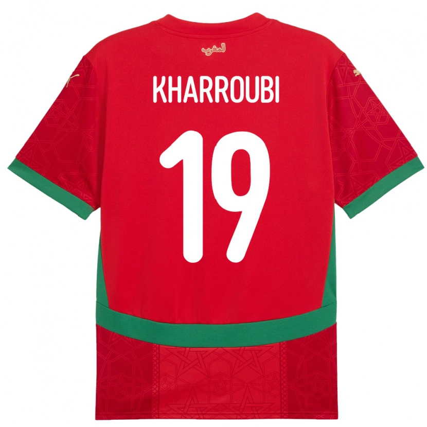 Danxen Mænd Marokko Amine Kharroubi #19 Rød Hjemmebane Spillertrøjer 24-26 Trøje T-Shirt