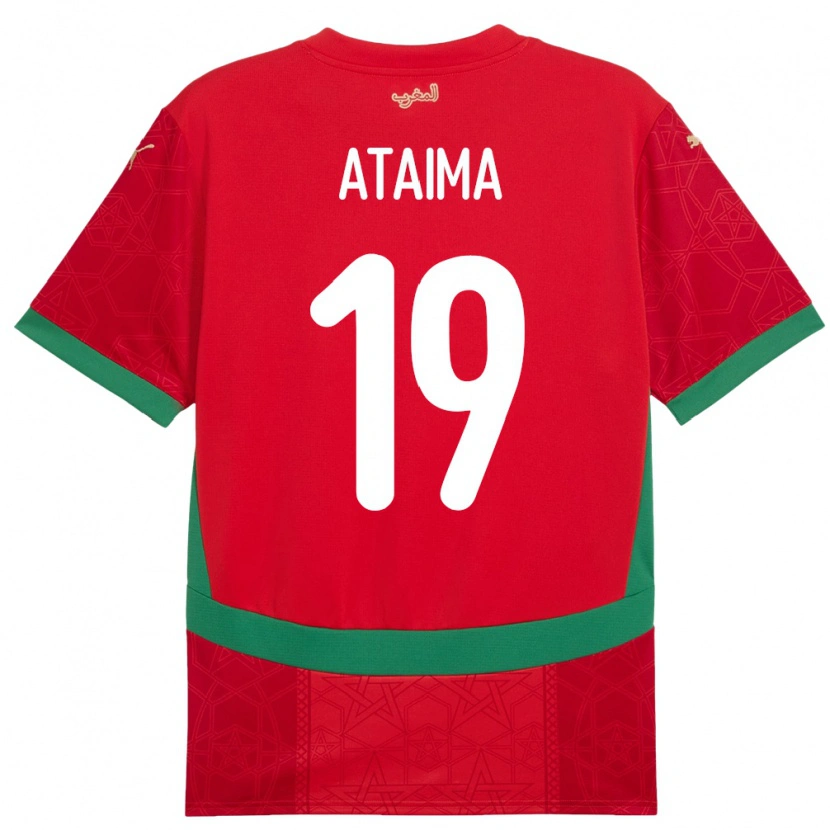 Danxen Mænd Marokko Hamza Ataima #19 Rød Hjemmebane Spillertrøjer 24-26 Trøje T-Shirt