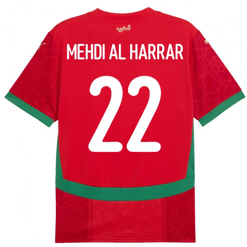 Danxen Mænd Marokko El Mehdi Al Harrar #22 Rød Hjemmebane Spillertrøjer 24-26 Trøje T-Shirt