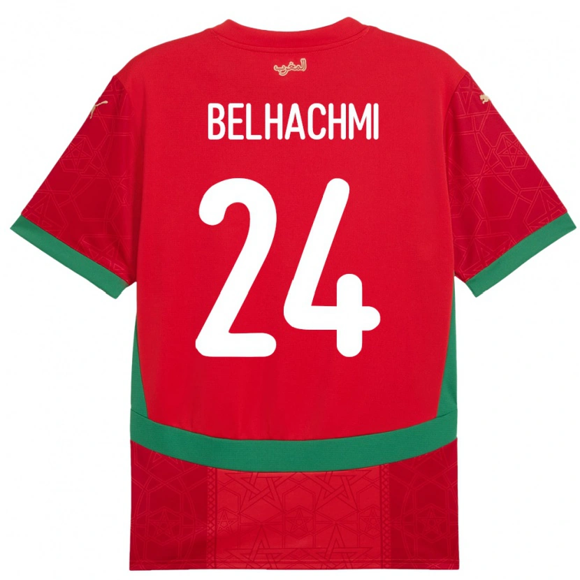 Danxen Mænd Marokko Yahya Belhachmi #24 Rød Hjemmebane Spillertrøjer 24-26 Trøje T-Shirt