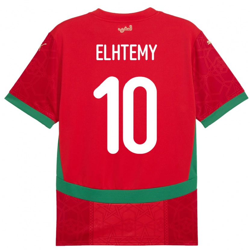 Danxen Mænd Marokko Mountassir Elhtemy #10 Rød Hjemmebane Spillertrøjer 24-26 Trøje T-Shirt