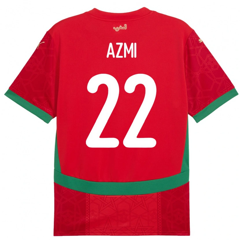 Danxen Mænd Marokko Ahmed Azmi #22 Rød Hjemmebane Spillertrøjer 24-26 Trøje T-Shirt