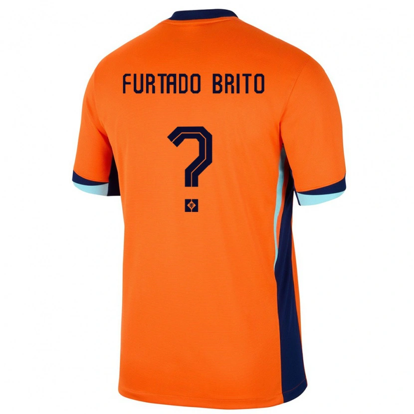 Danxen Mænd Holland Dinaylo Furtado Brito #0 Orange Hjemmebane Spillertrøjer 24-26 Trøje T-Shirt