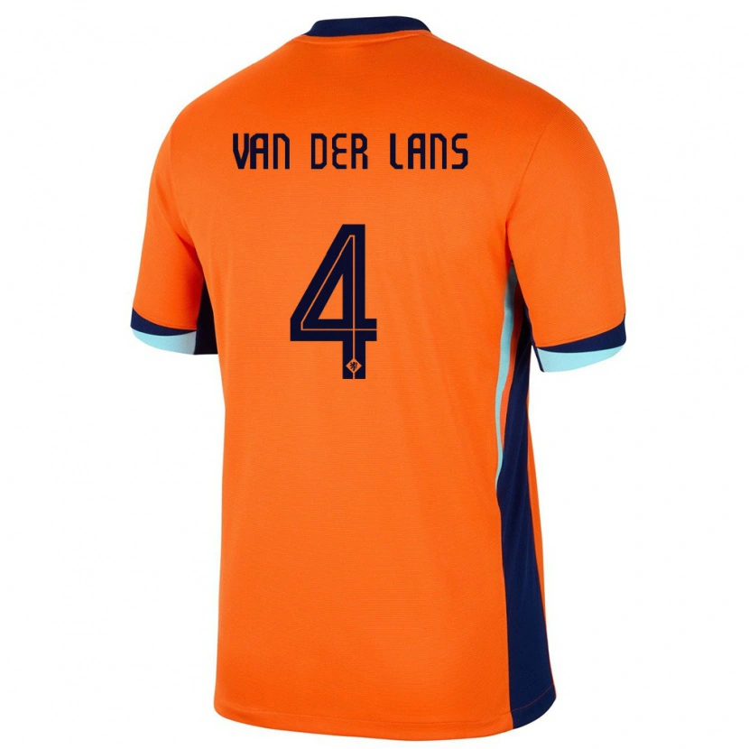 Danxen Mænd Holland Mylo Van Der Lans #4 Orange Hjemmebane Spillertrøjer 24-26 Trøje T-Shirt