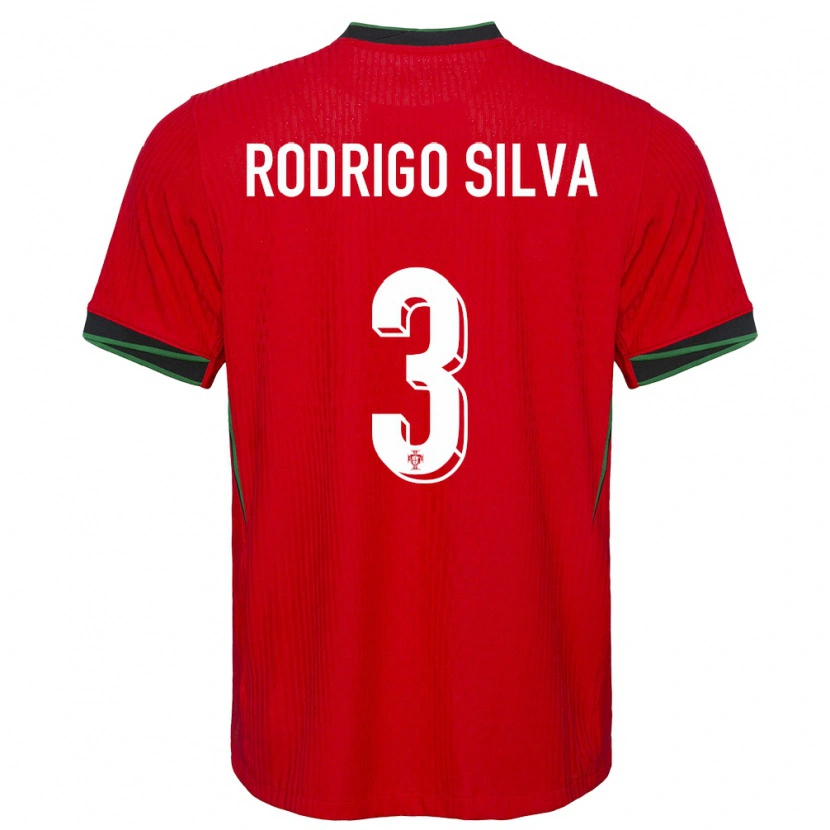 Danxen Mænd Portugal Rodrigo Silva #3 Rød Hjemmebane Spillertrøjer 24-26 Trøje T-Shirt