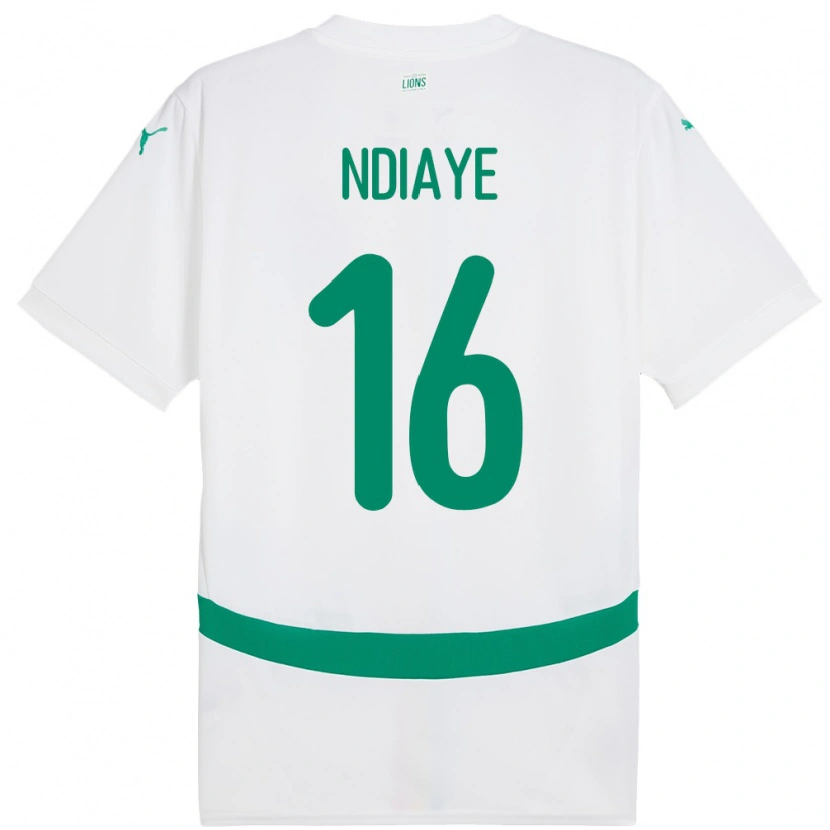 Danxen Mænd Senegal Mamour Ndiaye #16 Hvid Hjemmebane Spillertrøjer 24-26 Trøje T-Shirt