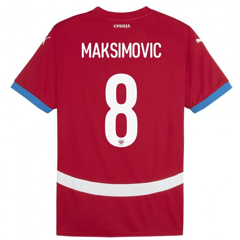 Danxen Mænd Serbien Andrija Maksimovic #8 Rød Hjemmebane Spillertrøjer 24-26 Trøje T-Shirt