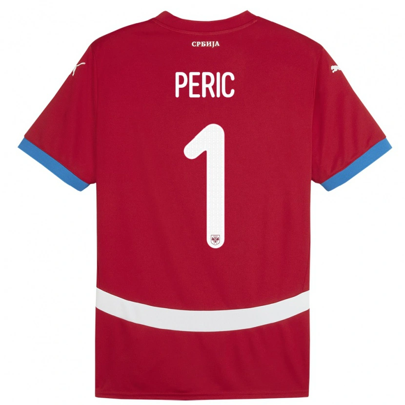 Danxen Mænd Serbien Strahinja Peric #1 Rød Hjemmebane Spillertrøjer 24-26 Trøje T-Shirt