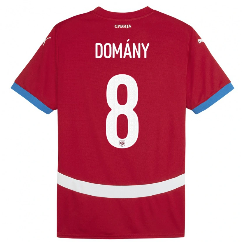 Danxen Mænd Serbien Bence Domány #8 Rød Hjemmebane Spillertrøjer 24-26 Trøje T-Shirt