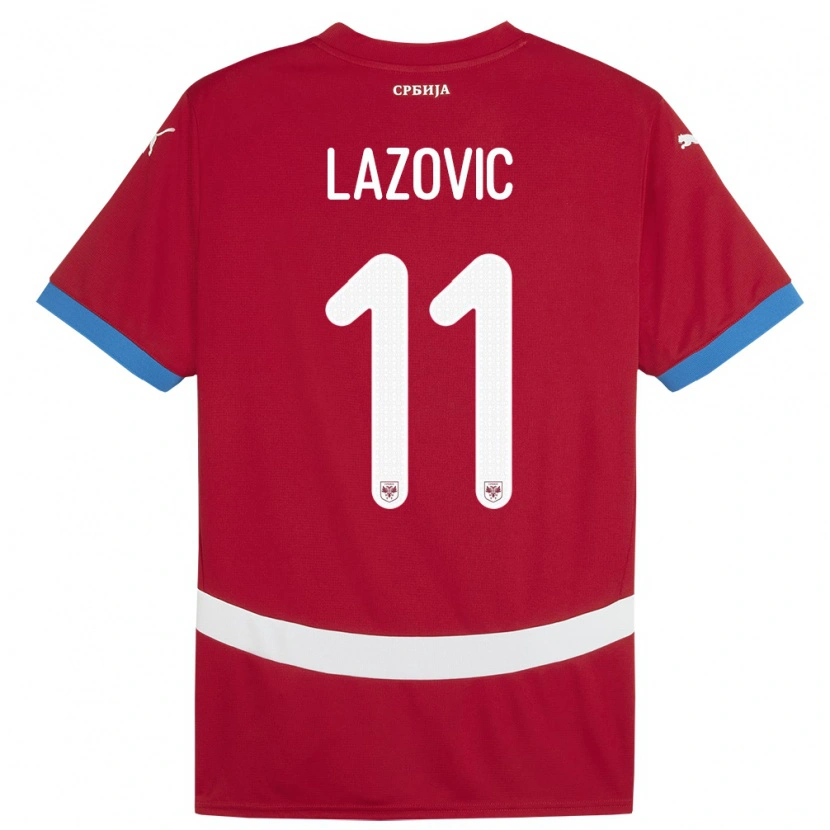 Danxen Mænd Serbien Filip Lazovic #11 Rød Hjemmebane Spillertrøjer 24-26 Trøje T-Shirt