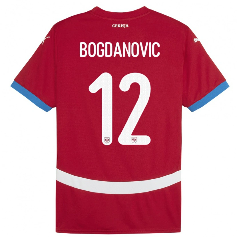 Danxen Mænd Serbien Bogdan Bogdanovic #12 Rød Hjemmebane Spillertrøjer 24-26 Trøje T-Shirt