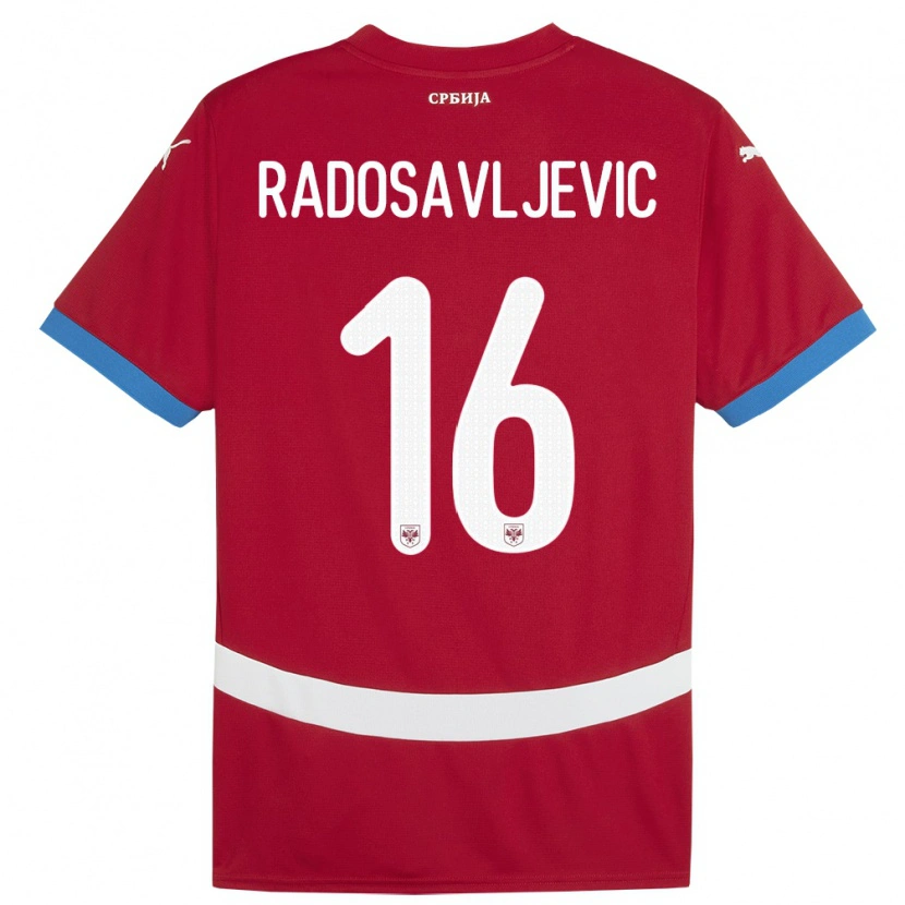 Danxen Mænd Serbien Lazar Radosavljevic #16 Rød Hjemmebane Spillertrøjer 24-26 Trøje T-Shirt