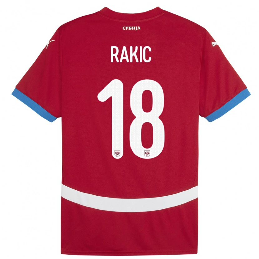 Danxen Mænd Serbien Strahinja Rakic #18 Rød Hjemmebane Spillertrøjer 24-26 Trøje T-Shirt