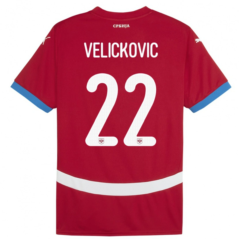 Danxen Mænd Serbien Marko Velickovic #22 Rød Hjemmebane Spillertrøjer 24-26 Trøje T-Shirt