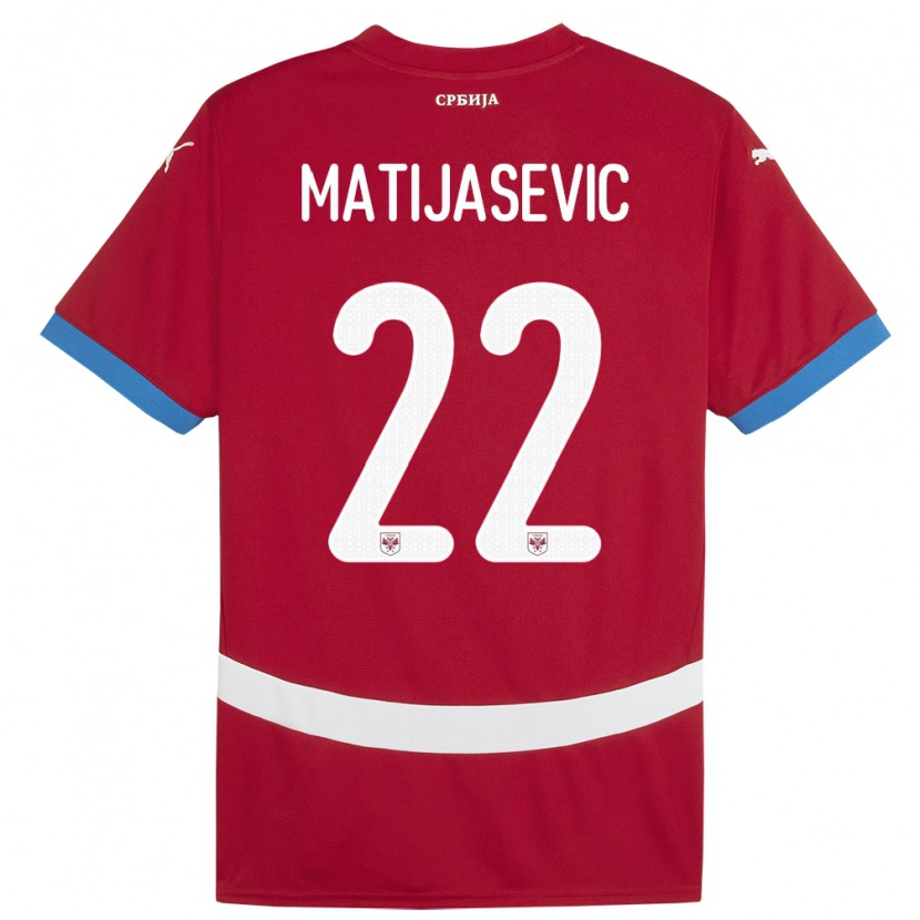 Danxen Mænd Serbien Filip Matijasevic #22 Rød Hjemmebane Spillertrøjer 24-26 Trøje T-Shirt
