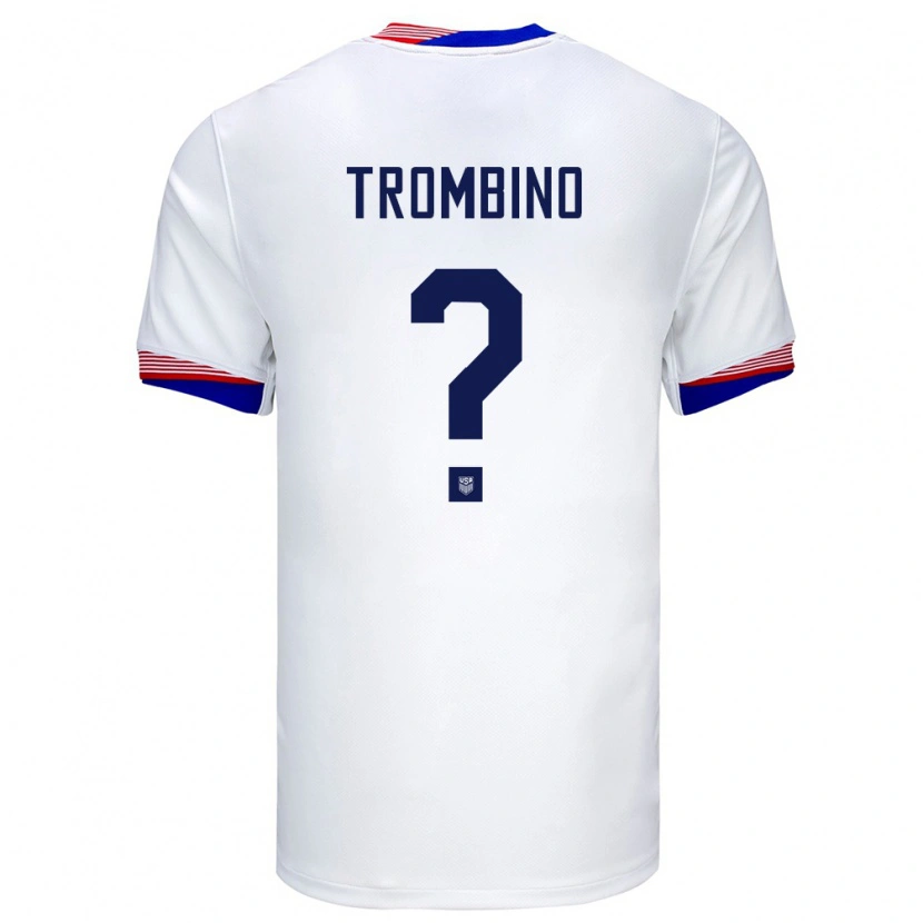 Danxen Mænd Usa Caleb Trombino #0 Hvid Hjemmebane Spillertrøjer 24-26 Trøje T-Shirt