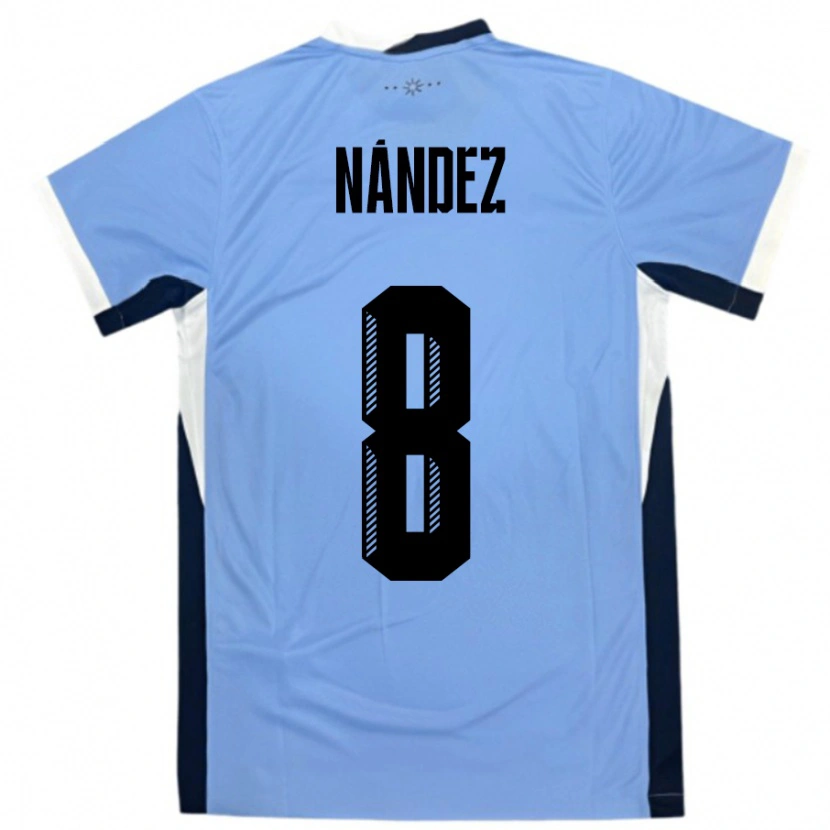 Danxen Mænd Uruguay Nahitan Nández #8 Hvid Sort Hjemmebane Spillertrøjer 24-26 Trøje T-Shirt