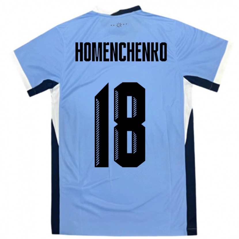 Danxen Mænd Uruguay Santiago Homenchenko #18 Hvid Sort Hjemmebane Spillertrøjer 24-26 Trøje T-Shirt