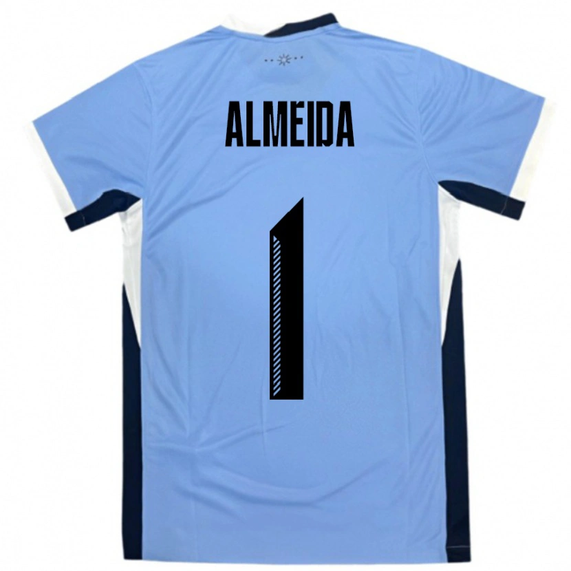 Danxen Mænd Uruguay Martin Almeida #1 Hvid Sort Hjemmebane Spillertrøjer 24-26 Trøje T-Shirt