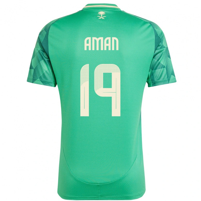Danxen Mænd Saudi-Arabien Awad Aman #19 Grøn Hjemmebane Spillertrøjer 24-26 Trøje T-Shirt