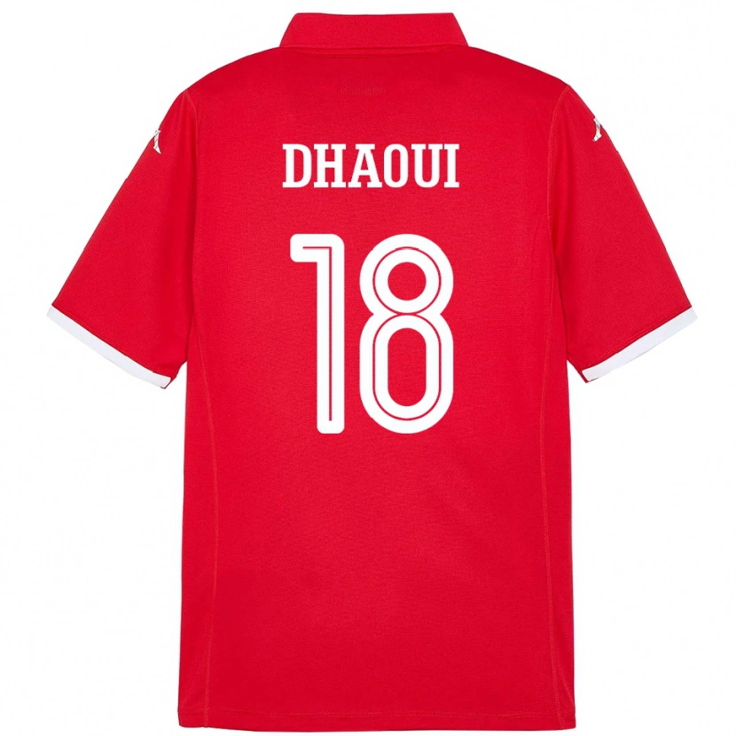 Danxen Mænd Tunesien Mouhamed Dhaoui #18 Rød Hjemmebane Spillertrøjer 24-26 Trøje T-Shirt