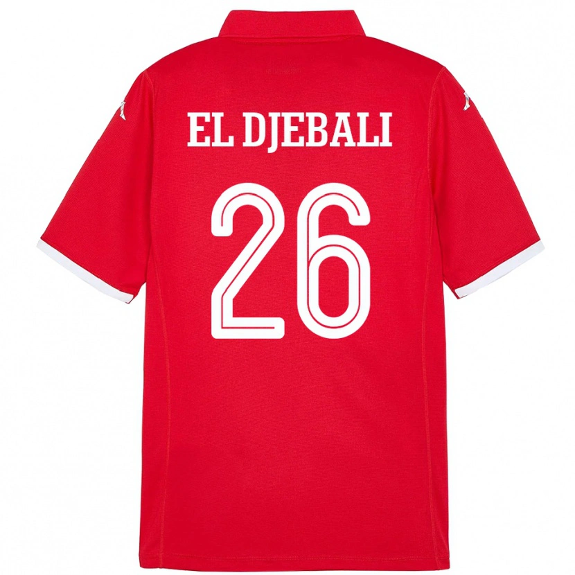 Danxen Mænd Tunesien Chaim El Djebali #26 Rød Hjemmebane Spillertrøjer 24-26 Trøje T-Shirt