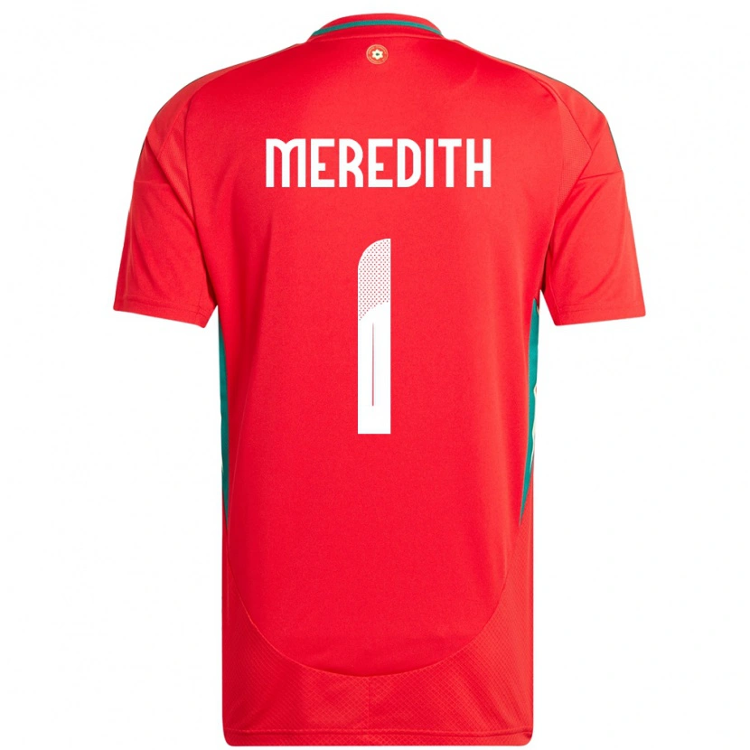 Danxen Mænd Wales Eliot Meredith #1 Rød Hjemmebane Spillertrøjer 24-26 Trøje T-Shirt