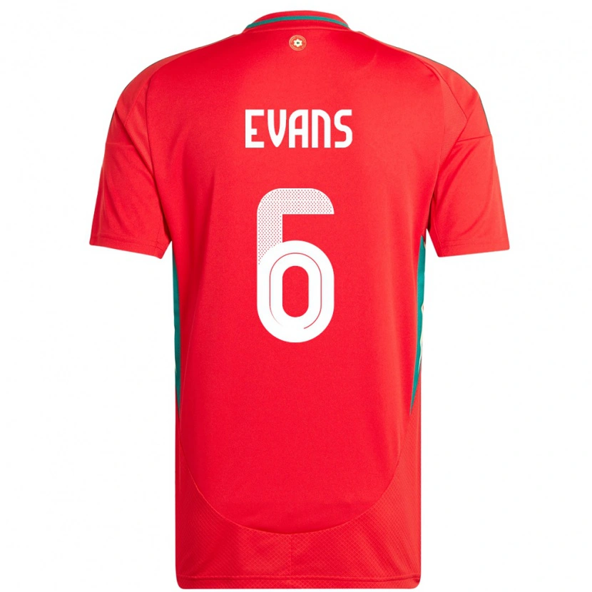 Danxen Mænd Wales Louis Evans #6 Rød Hjemmebane Spillertrøjer 24-26 Trøje T-Shirt