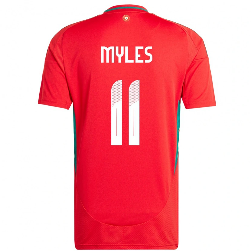 Danxen Mænd Wales Elliot Myles #11 Rød Hjemmebane Spillertrøjer 24-26 Trøje T-Shirt