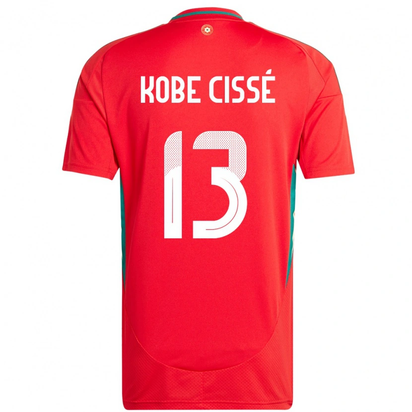Danxen Mænd Wales Prince Kobe Cissé #13 Rød Hjemmebane Spillertrøjer 24-26 Trøje T-Shirt