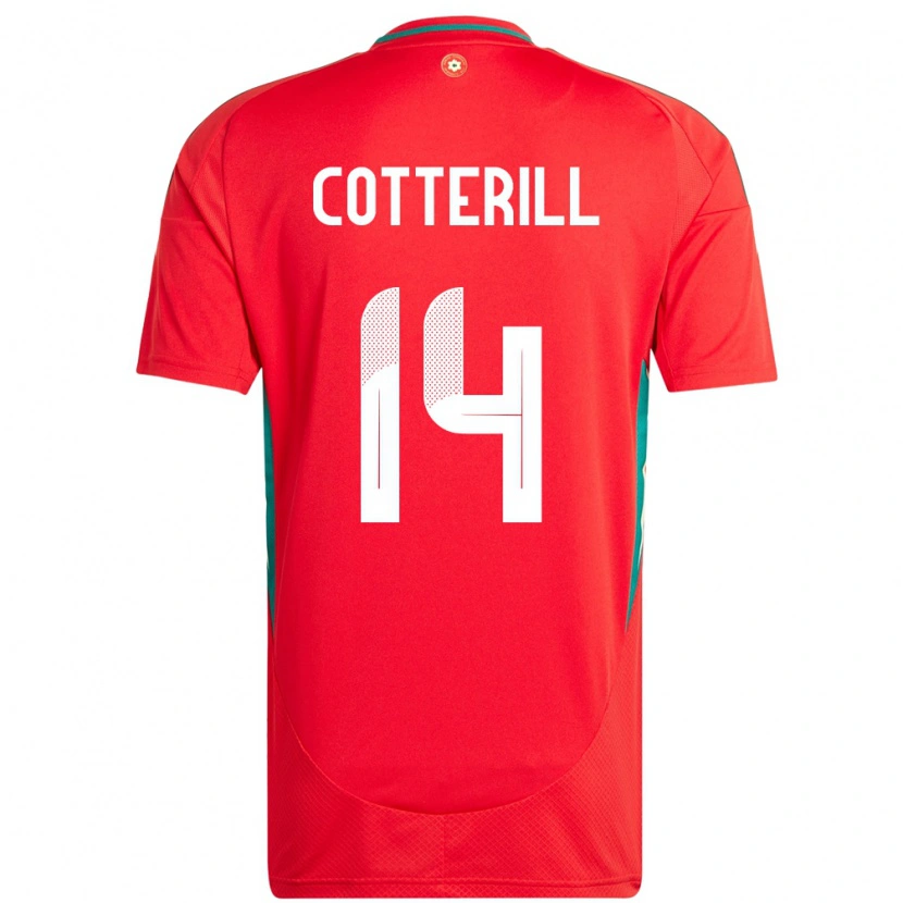 Danxen Mænd Wales Joel Cotterill #14 Rød Hjemmebane Spillertrøjer 24-26 Trøje T-Shirt