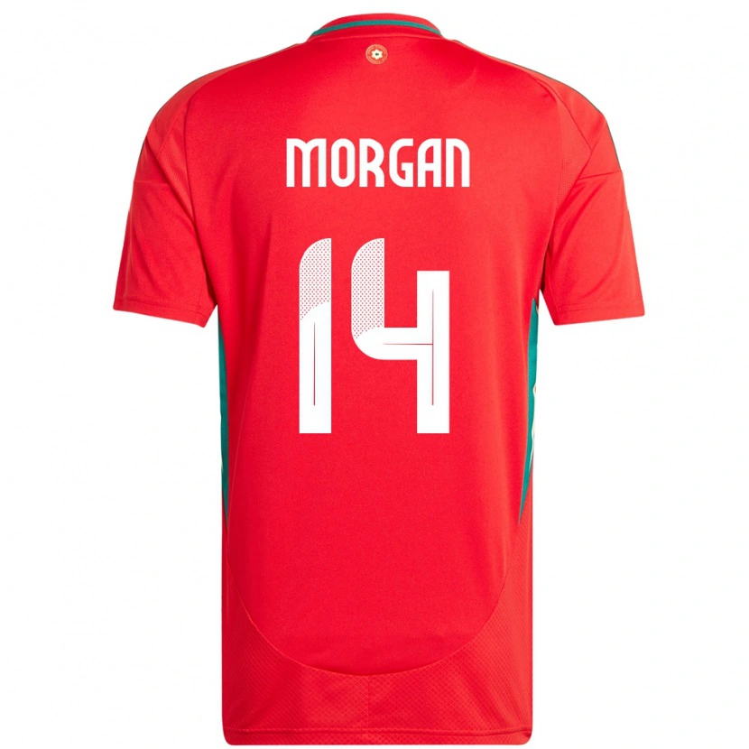 Danxen Mænd Wales George Morgan #14 Rød Hjemmebane Spillertrøjer 24-26 Trøje T-Shirt