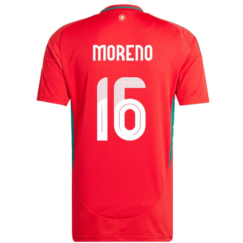 Danxen Mænd Wales Paul Moreno #16 Rød Hjemmebane Spillertrøjer 24-26 Trøje T-Shirt