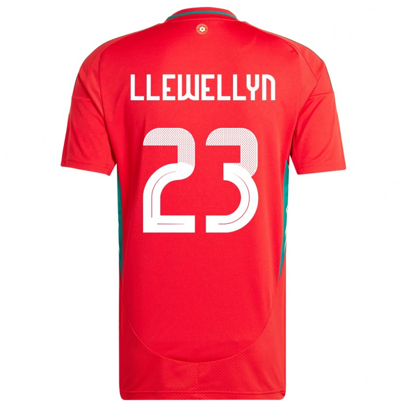 Danxen Mænd Wales Ffion Llewellyn #23 Rød Hjemmebane Spillertrøjer 24-26 Trøje T-Shirt
