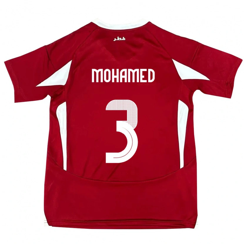 Danxen Mænd Qatar Motaman Mohamed #3 Rød Hjemmebane Spillertrøjer 24-26 Trøje T-Shirt