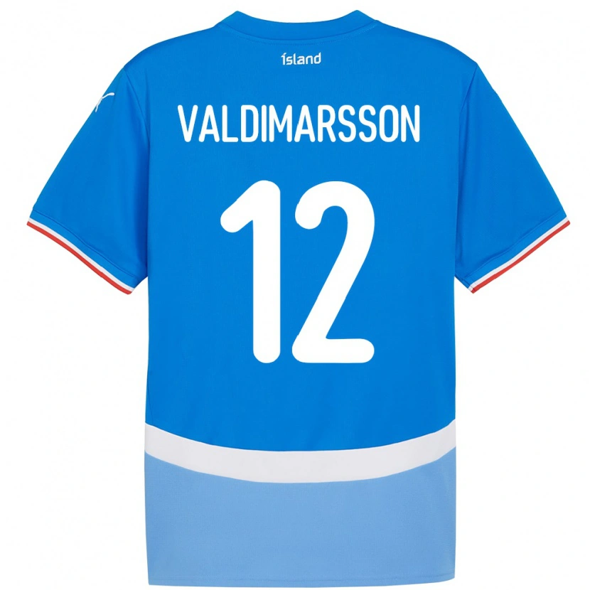 Danxen Mænd Island Hákon Rafn Valdimarsson #12 Blå Hjemmebane Spillertrøjer 24-26 Trøje T-Shirt