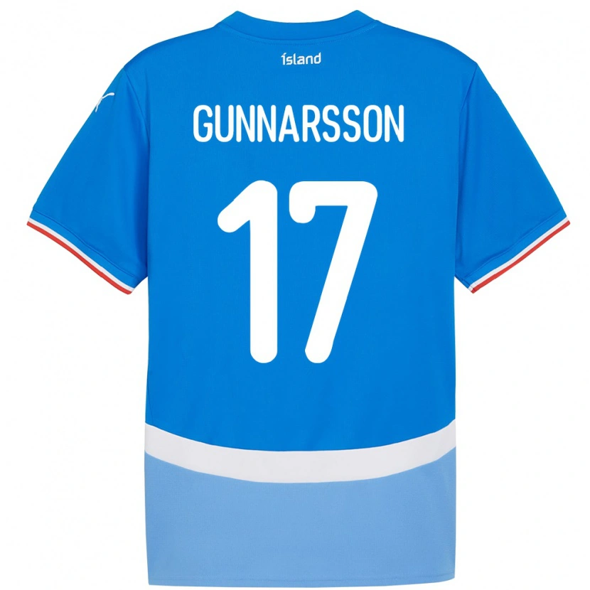Danxen Mænd Island Aron Gunnarsson #17 Blå Hjemmebane Spillertrøjer 24-26 Trøje T-Shirt