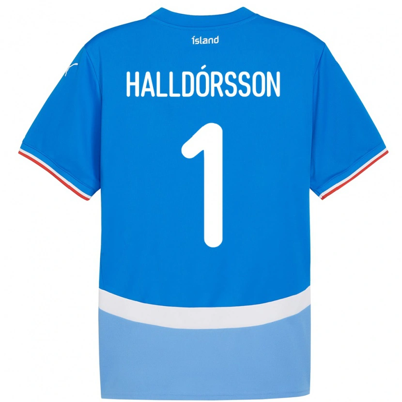 Danxen Mænd Island Elmar Ágúst Halldórsson #1 Blå Hjemmebane Spillertrøjer 24-26 Trøje T-Shirt