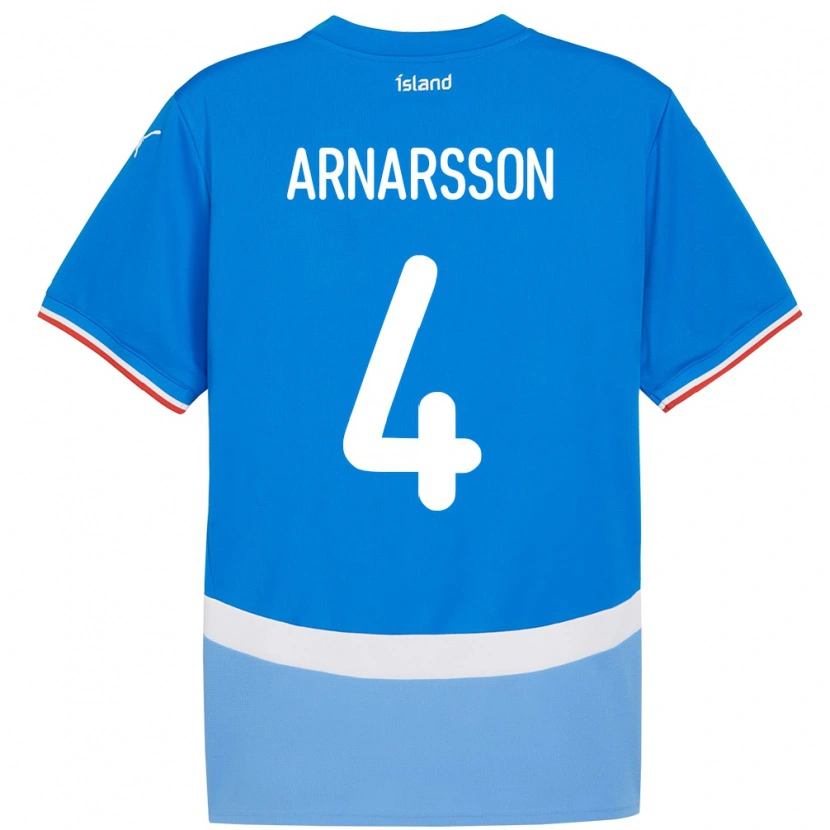 Danxen Mænd Island Ásbjörn Líndal Arnarsson #4 Blå Hjemmebane Spillertrøjer 24-26 Trøje T-Shirt
