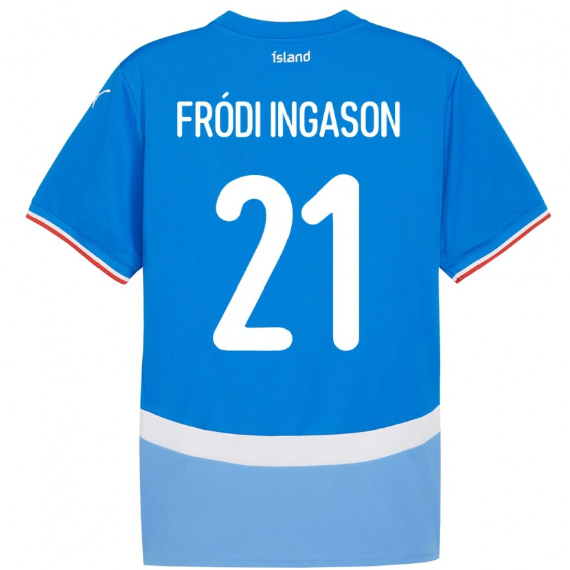 Danxen Mænd Island Helgi Fródi Ingason #21 Blå Hjemmebane Spillertrøjer 24-26 Trøje T-Shirt