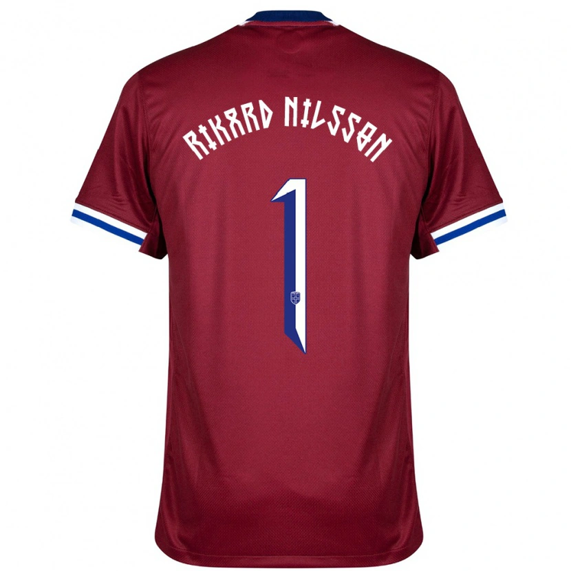 Danxen Mænd Norge Oskar Rikard Nilsson #1 Rød Blå Hvid Hjemmebane Spillertrøjer 24-26 Trøje T-Shirt