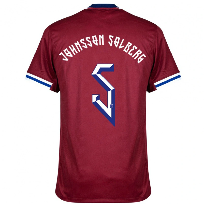 Danxen Mænd Norge Jesper Johnsson Solberg #5 Rød Blå Hvid Hjemmebane Spillertrøjer 24-26 Trøje T-Shirt