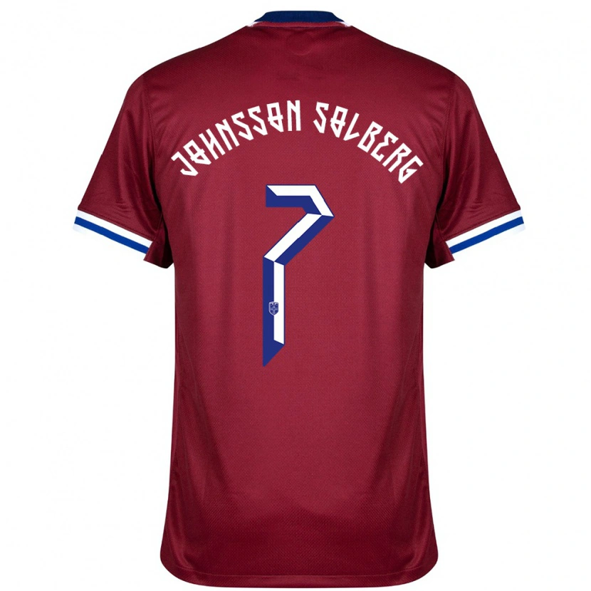 Danxen Mænd Norge Elias Johnsson Solberg #7 Rød Blå Hvid Hjemmebane Spillertrøjer 24-26 Trøje T-Shirt