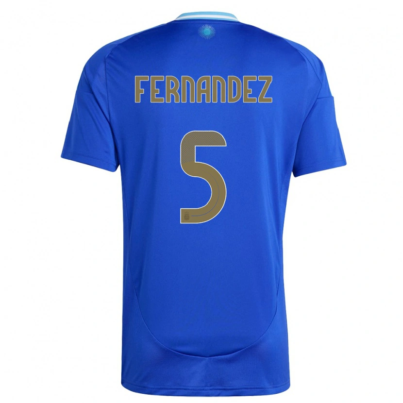 Danxen Mænd Argentina Ezequiel Fernández #5 Blå Udebane Spillertrøjer 24-26 Trøje T-Shirt