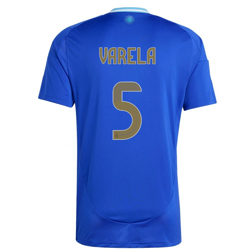 Danxen Mænd Argentina Alan Varela #5 Blå Udebane Spillertrøjer 24-26 Trøje T-Shirt