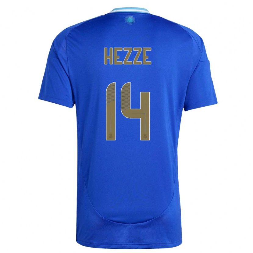 Danxen Mænd Argentina Santiago Hezze #14 Blå Udebane Spillertrøjer 24-26 Trøje T-Shirt
