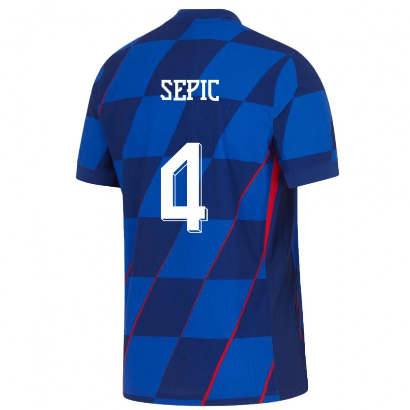 Danxen Mænd Kroatien Niko Sepic #4 Blå Udebane Spillertrøjer 24-26 Trøje T-Shirt