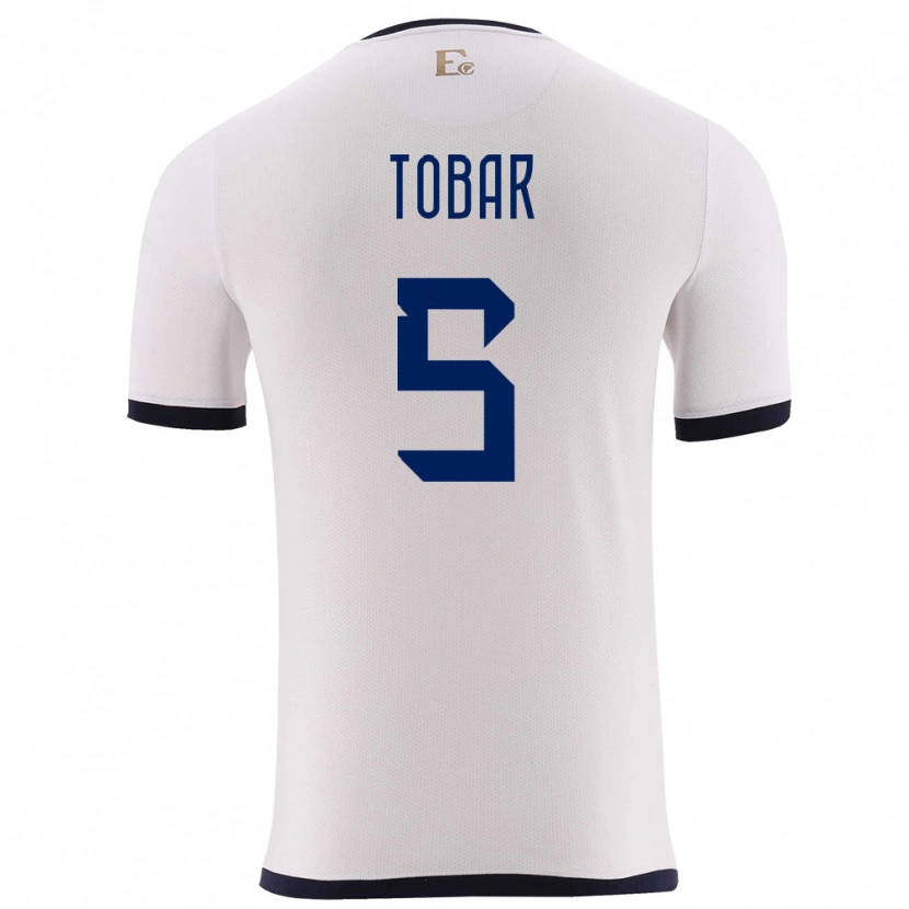 Danxen Mænd Ecuador Bolívar Tobar #5 Hvid Udebane Spillertrøjer 24-26 Trøje T-Shirt